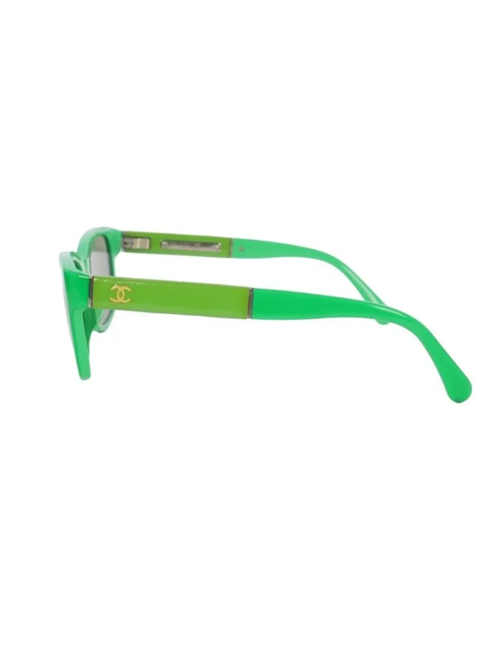 Chanel CC Logo Square Sunglasses Color Block Green Eyewear